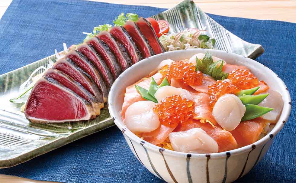 海鮮漬け丼・鰹の塩たたきセット イメージ