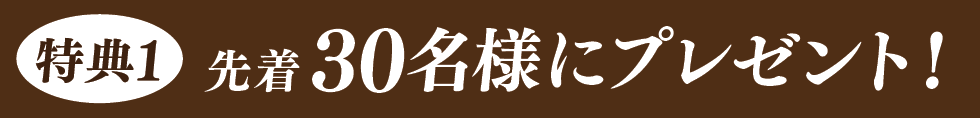 特典1 先着 30名様にプレゼント！